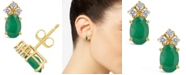 Macy's Emerald (1 ct. t.w.) and Diamond (1/8 ct. t.w.) Stud Earrings in 14k Yellow Gold